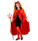Child Size Red Cape With Black Satin Collar110 Cm