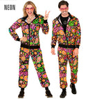 Neon Peace & Love Hippie Party Fashion Tracksuit  Jacket, Pants 