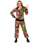 Neon Peace & Love Hippie Party Fashion Tracksuit  Jacket, Pants 