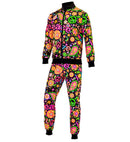 Neon Peace & Love Hippie Party Fashion Tracksuit  Jacket, Pants 