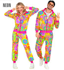 Neon Groovy Love Hippie Party Fashion Tracksuit  Jacket, Pants 