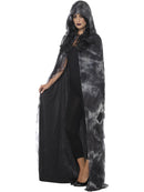 Deluxe Spellbound Decayed Hooded Cape Adult Black Grey Tie Die Horror Costume Accessory 4