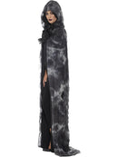 Deluxe Spellbound Decayed Hooded Cape Adult Black Grey Tie Die Horror Costume Accessory 2