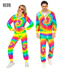 Neon Tie Dye Psychedelic Hippie Party Fashion Tracksuit  Jacket, Pants 