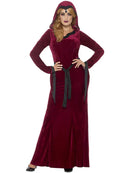 Medieval Vampiress Costume Red Hooded Dress and Belt 4