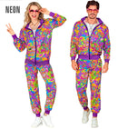 Neon Flower Power Hippie Party Fashion Tracksuit  Jacket, Pants 