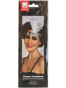 Flapper Headband Silver with White Feather Adult Costume Accessory 3