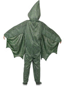 Pterodactyl Dinosaur Costume Kids Green Hooded All In One with Attached Wings 3