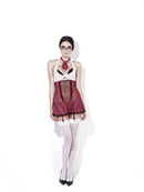 Fever Student Grade A Adult Red White Dress with Crotchless Panties Tie and Suspenders 4