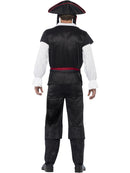 Aye Aye Pirate Captain Costume Adult Black Trousers Top Sash Hat with Hair 4