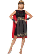 Roman Warrior Costume Adult Black Dress Attached Cape Arm Cuffs Headband 4