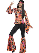 60s Willow The Hippie Costume Multi Coloured Top Trousers Headscarf and Medallion 1