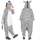 Plush Onesie Zebra  Hooded Jumpsuit 