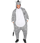 Plush Onesie Zebra  Hooded Jumpsuit 