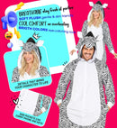 Plush Onesie Zebra  Hooded Jumpsuit 