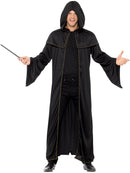 Wizard Cloak Black Hooded Sorcerer Adult Costume Robe 1