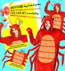 Plush Onesie Lobster  Hooded Jumpsuit 