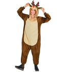 Plush Onesie Reindeer  Hooded Jumpsuit 