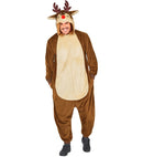 Plush Onesie Reindeer  Hooded Jumpsuit 