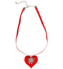 Red Heart Ribbon Necklace With Strass Edelweiss
