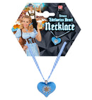 Azure-White Checkered Ribbon Necklace With Strass Edelweiss Heart