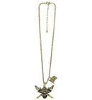 Pirate Captain Skull & Cross Swords Necklace With Pirate Flag
