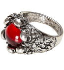 Skulls Ring With Red Gem