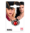 Skulls Ring With Red Gem