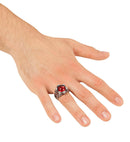 Skulls Ring With Red Gem