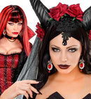 Pair Of Bat Earrings With Red Gems