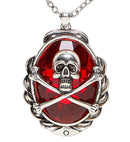 Skull & Cross Bones Red Gem Necklace