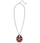 Skull & Cross Bones Red Gem Necklace