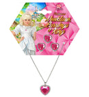 Strass Pink Gem Heart Necklace, Earrings & Ring
