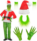 Christmas Monster Fast Costume  Jacket, Pants, Hat, Gloves, Beard, Eyebrows 
