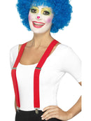 Clown Braces Red Adjustable with Attached Metal Clips Adult Costume Accessory 1
