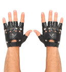 Studded Fingerless Gloves Leather Look