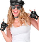 Studded Fingerless Gloves Leather Look