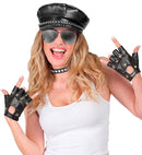 Leather Look Studded Fingerless Gloves Xl Size