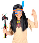 Indian Wig With Headband & Feather In Box