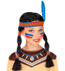 Indian Wig With Headband & Feather In Box