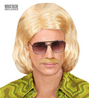 Blond 70S Dandy Wig & Moustache In Box