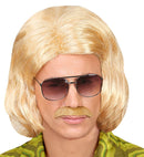 Blond 70S Dandy Wig & Moustache In Box