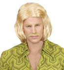Blond 70S Dandy Wig & Moustache In Box