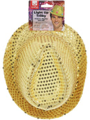 Gold Sequin LED Trilby Hat Adult Multi Function Lights 20s Costume Accessory 2