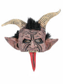 Beast Krampus Demon Mask Brown Latex Overhead with Hair and Horns 3