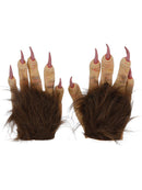 Beast Krampus Demon Gloves Adult Brown Latex with Imitation Fur Costume Accessory 2