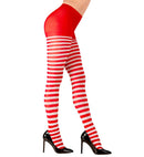 White-Red Striped Pantyhose 70 Den