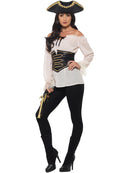Deluxe Pirate Shirt Ladies Adult Ivory with Lace Up Waist Cincher 2