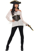 Deluxe Pirate Shirt Ladies Adult Ivory with Lace Up Waist Cincher 1
