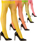 Neon Lace Top Fishnet Thigh Highs 4 Colors Ass.: Pink, Yellow, Orange, Green